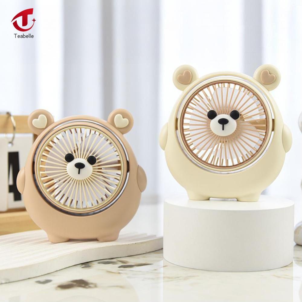 Teabelle Thiết Kế Mới Hình Dạng gấu đáng yêu Quạt điện Kawaii đồ trang trí bàn Xách Tay 3-Tốc Độ Có Thể Sạc Lại Mùa Hè Thiết Bị Làm Mát Văn Phòng/Nhà Sử Dụng Quà Tặng