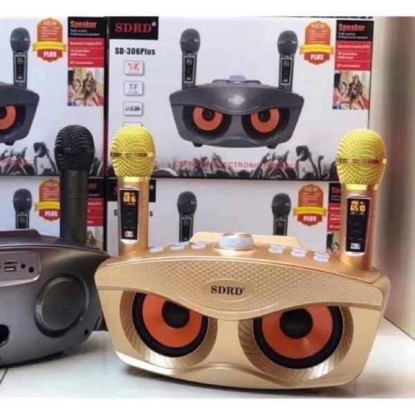 Loa karaoke bluetooth SDRD SD-306 plus / SD-08 mắt cú mèo - Mic không dây cực nhẹ, chuẩn chính hãng chất lượng cao