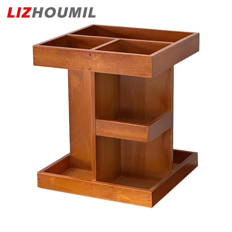 LIZHOUMIL Cosmetic Storage Box, 360 Degree Rotating Makeup Organizer, Wooden Makeup Holder Cosmetic Rack For Countertop Living Room Bathroom Desktop ราคา 662 บาท*ส่งฟรี