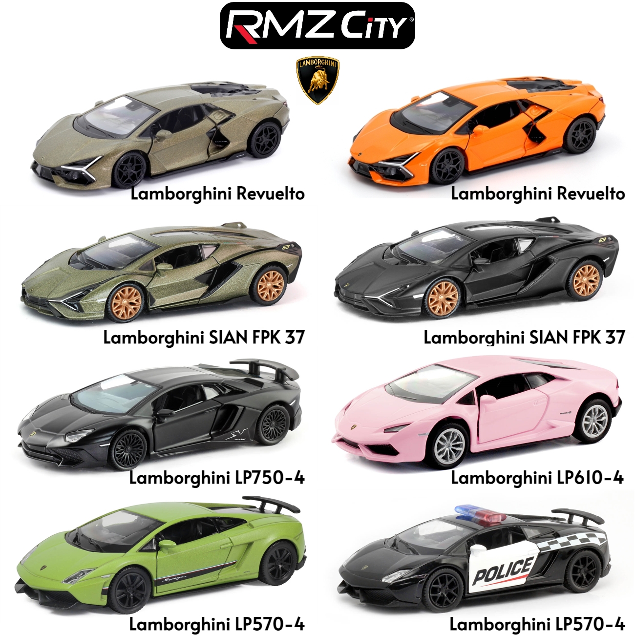 1/36 Lamborghini Super Sport Toy Car Model For Children Diecast Metal Miniature Pull Back Collection Gift Kid Boys