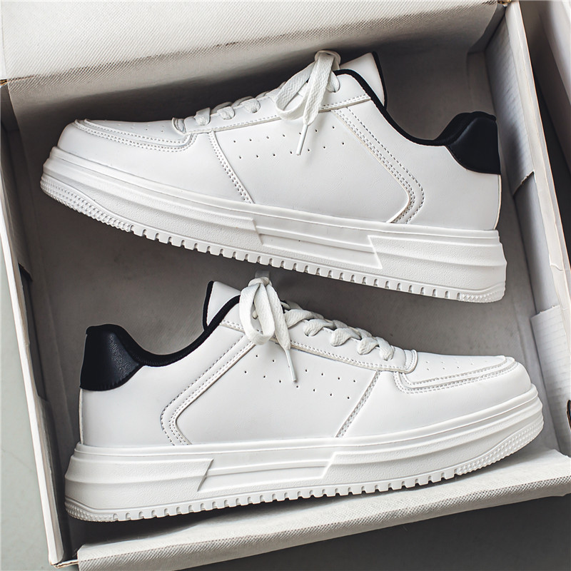《910》Summer breathable low cut casual high-end white shoes men's thick soled wear-resistant sports board shoes