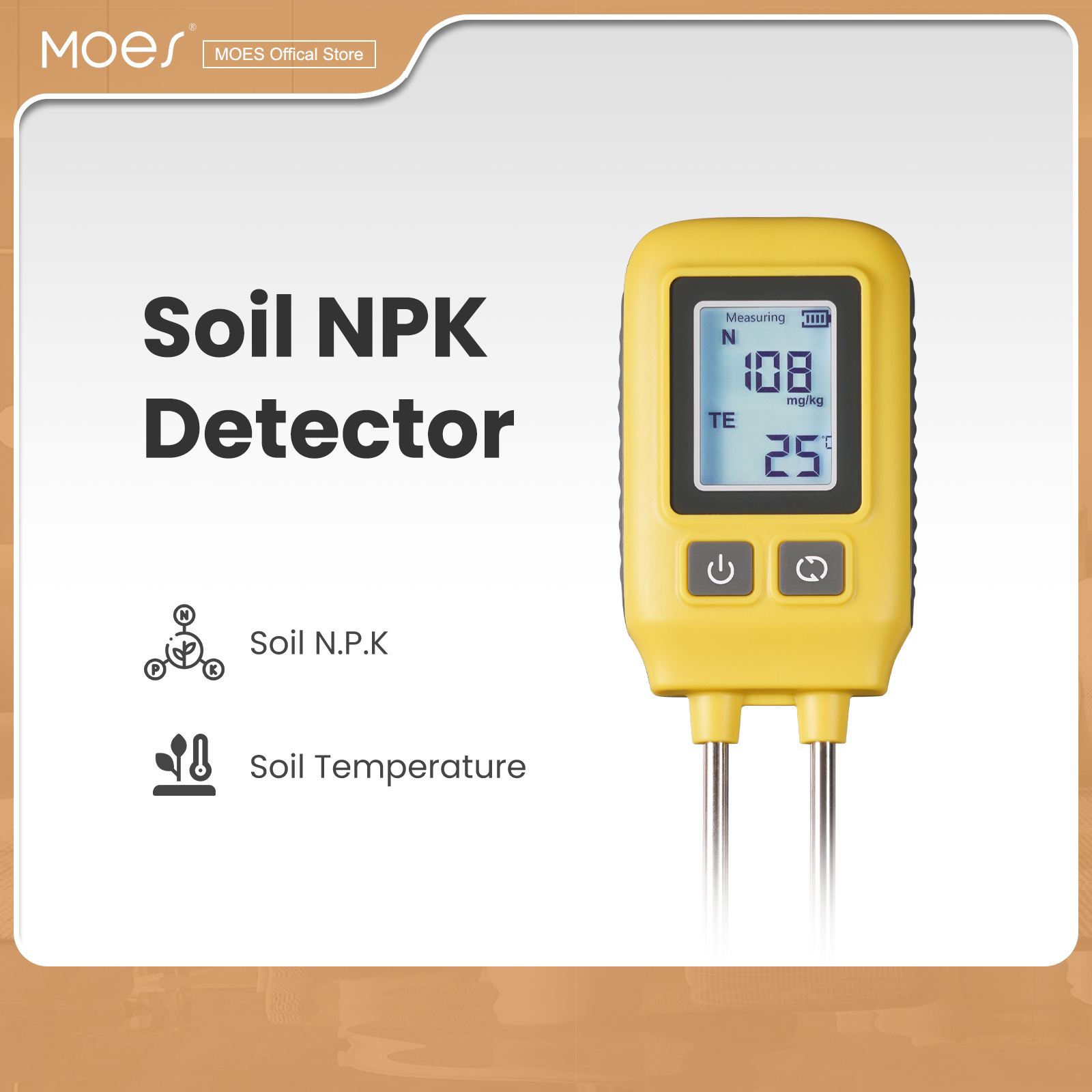 MOES Soil NPK Temperature Sensor Nitrogen Phosphorus Potassium Detector Nutrient Fertility Meter Tester Garden Farm Greenhouse ราคา 2,207 บาท*ส่งฟรี