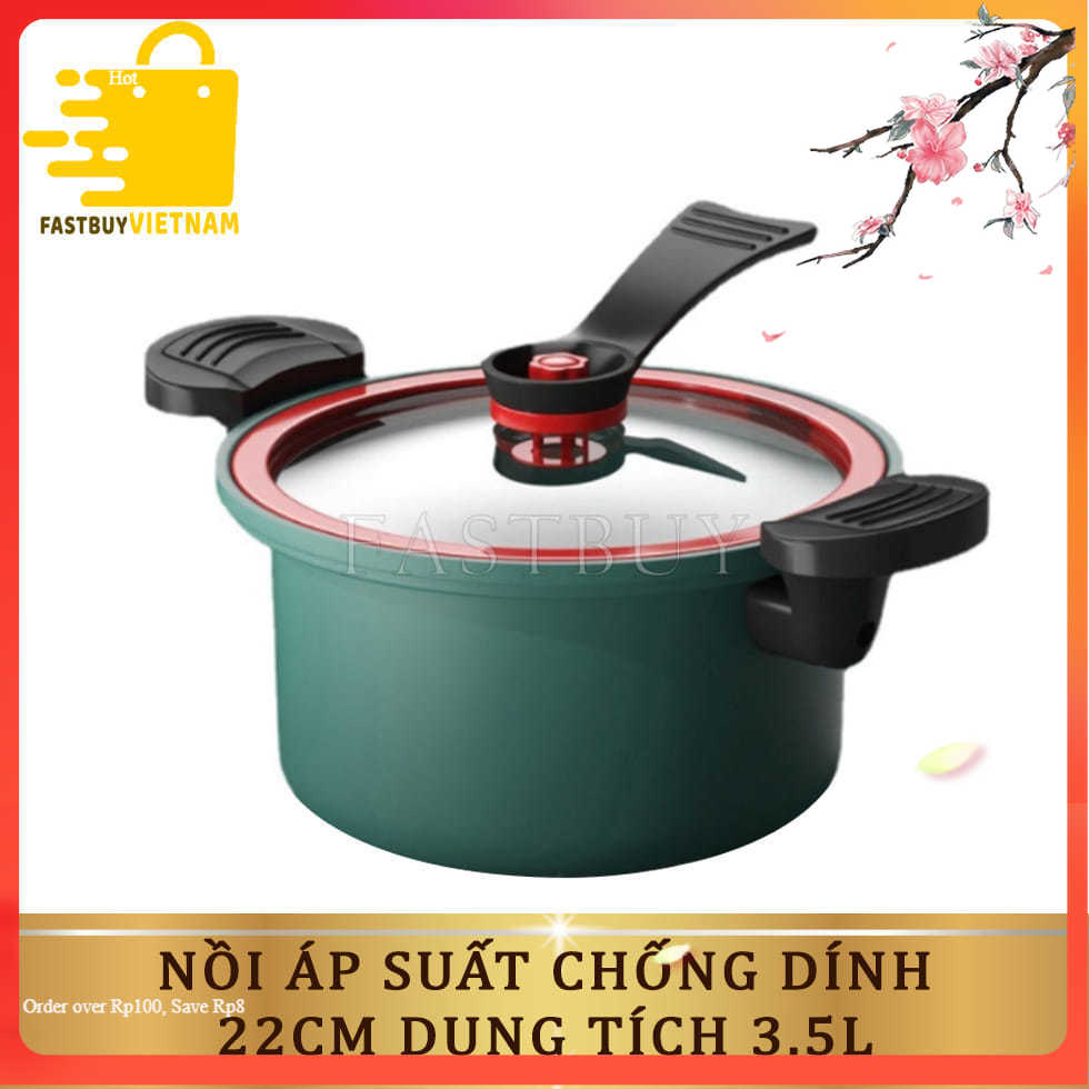 Nồi Áp Suất Chống Dính Dung Tích 3.5 Lít, 22Cm Nấu Được Mọi Loại Kiểu Dáng Hàn Quốc, Gọn Nhẹ Dễ Vệ Sinh, Dễ Sử Dụng - ASHAKI