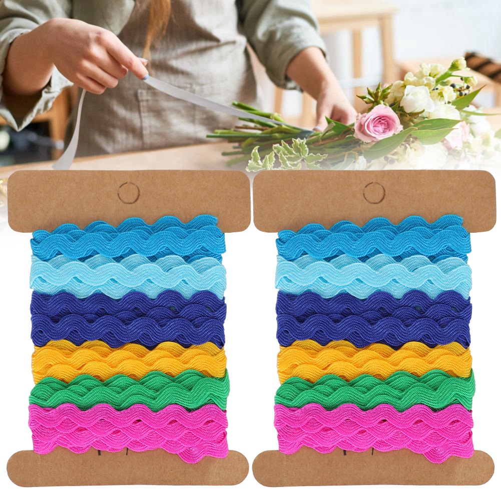 2pcs Màu zigzag Ribbon DIY Tự Làm chất liệu vải Phụ kiện tóc trang trí may vá 8mm