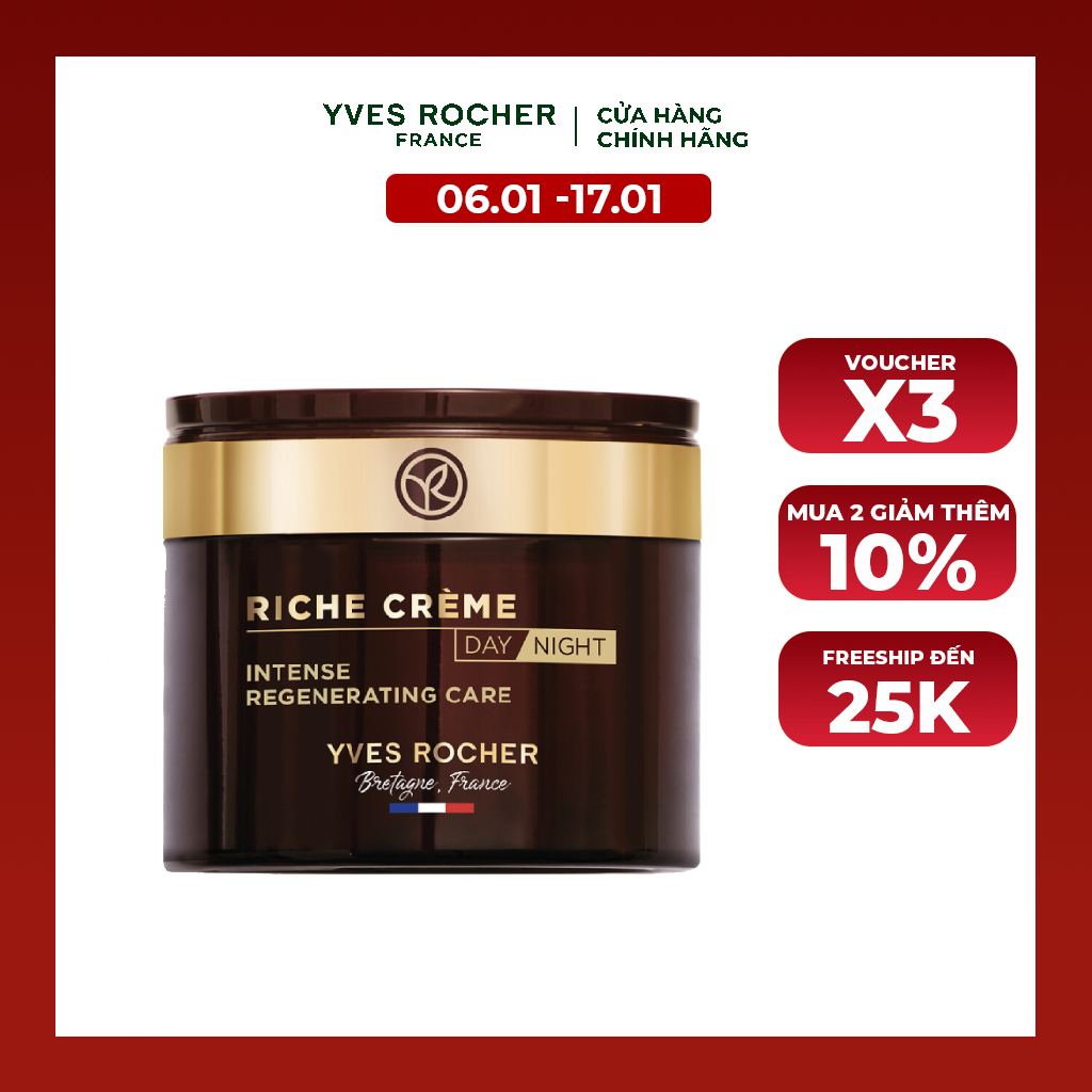 Kem Dưỡng Da Chống Lão Hóa Ban Ngày Và Đêm Yves Rocher Riche Creme Intense Regenerating 75Ml