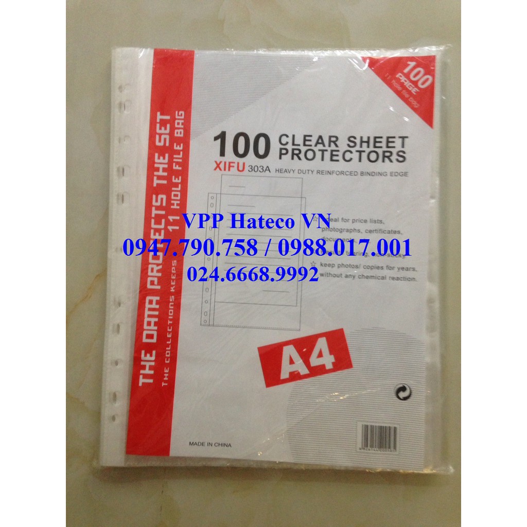 Sơ mi lỗ a4 xifu đỏ 303a - túi đục lỗ - bìa lỗ - smlm