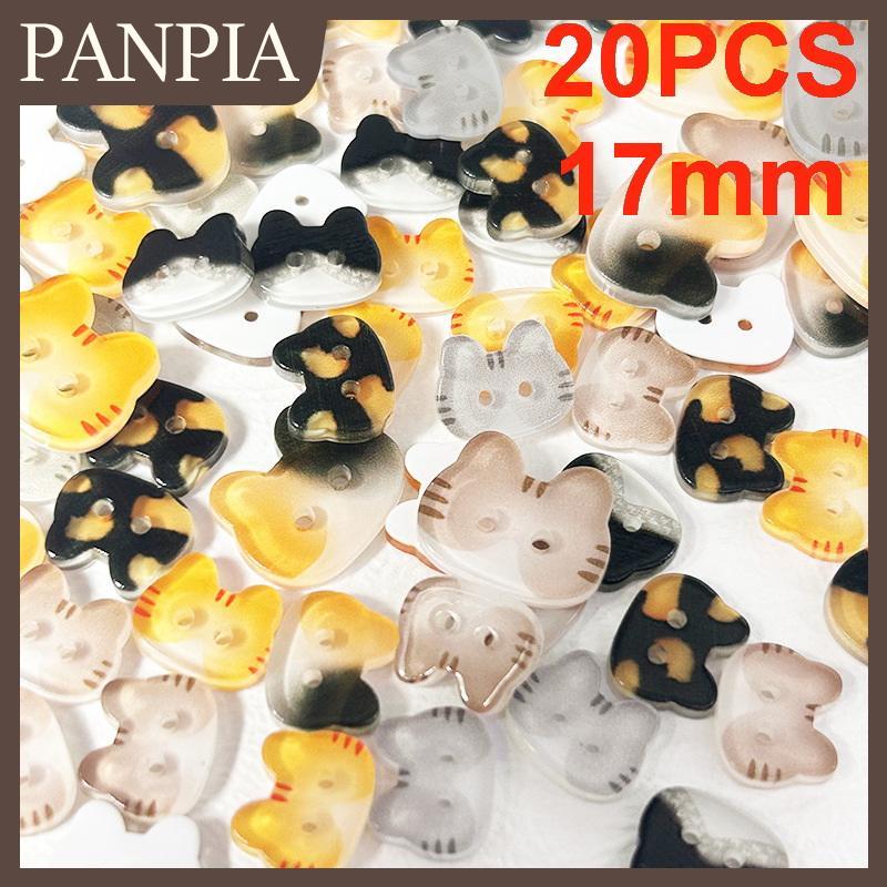 PANPIA 20 cái nút hai mắt mèo dễ thương nút nhựa Mèo hoạt hình 12 17mm Màu sắc mũ quần áo trẻ em tự làm nút vớ