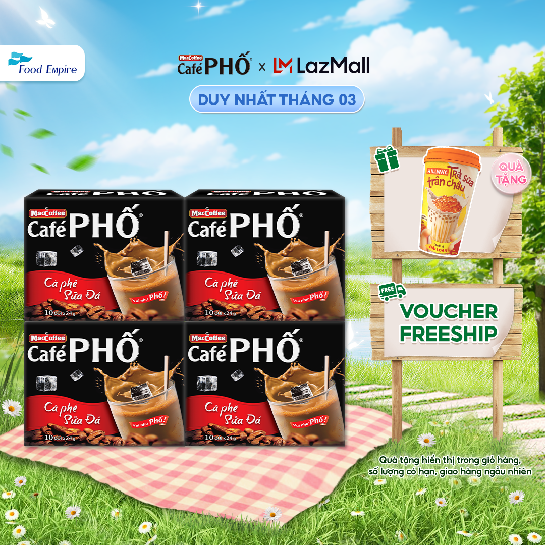 Combo 4 hộp Cà phê phố Sữa Đá - Maccoffee (hộp 10 gói x 24g)