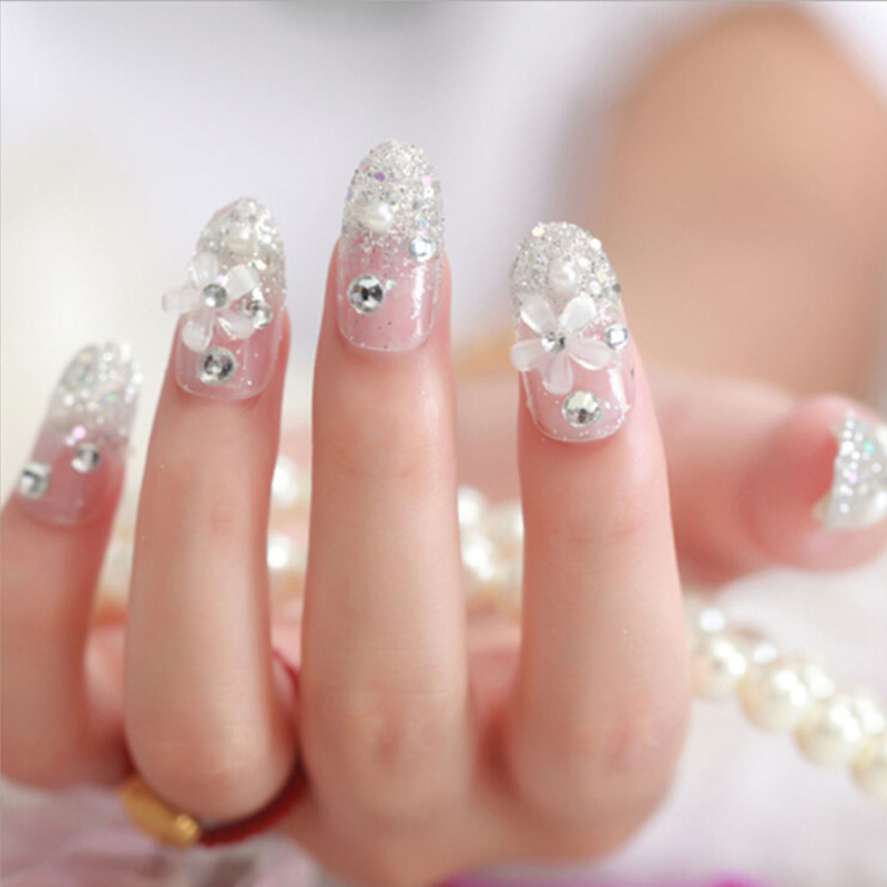 móng tay giả móng tay giả có keo sẵn 24 Cái/bộ Phong Cách Thời Trang Cho Phụ Nữ Cô Dâu Cô Dâu Móng Tay Nhân Tạo Dán Móng Tay Tiệc Cưới Móng Tay Giả Nghệ Thuật Móng Tay Pháp Acrylic giá rẻ