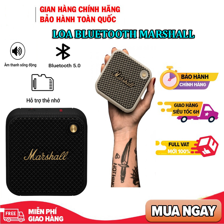 [CAO CẤP] Loa nghe nhạc bluetooth mini Marshall, loa bluetooth không dây âm thanh cực hay sống động, loa bluetooth bass mạnh chống nước cao cấp, pin trâu, loa bluetooth mini giá rẻ, loa bluetooth hát karaoke