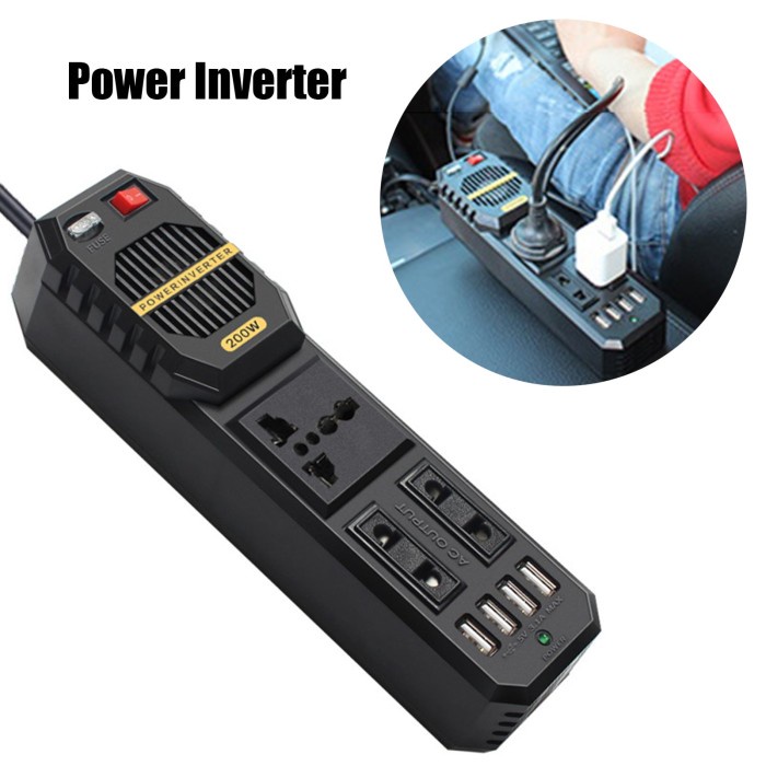 Converter Listrik Mobil Car Power Inverter DC 12 to AC 220V 200W BYGD Harga 210,388 rupiah*Gratis Ongkir