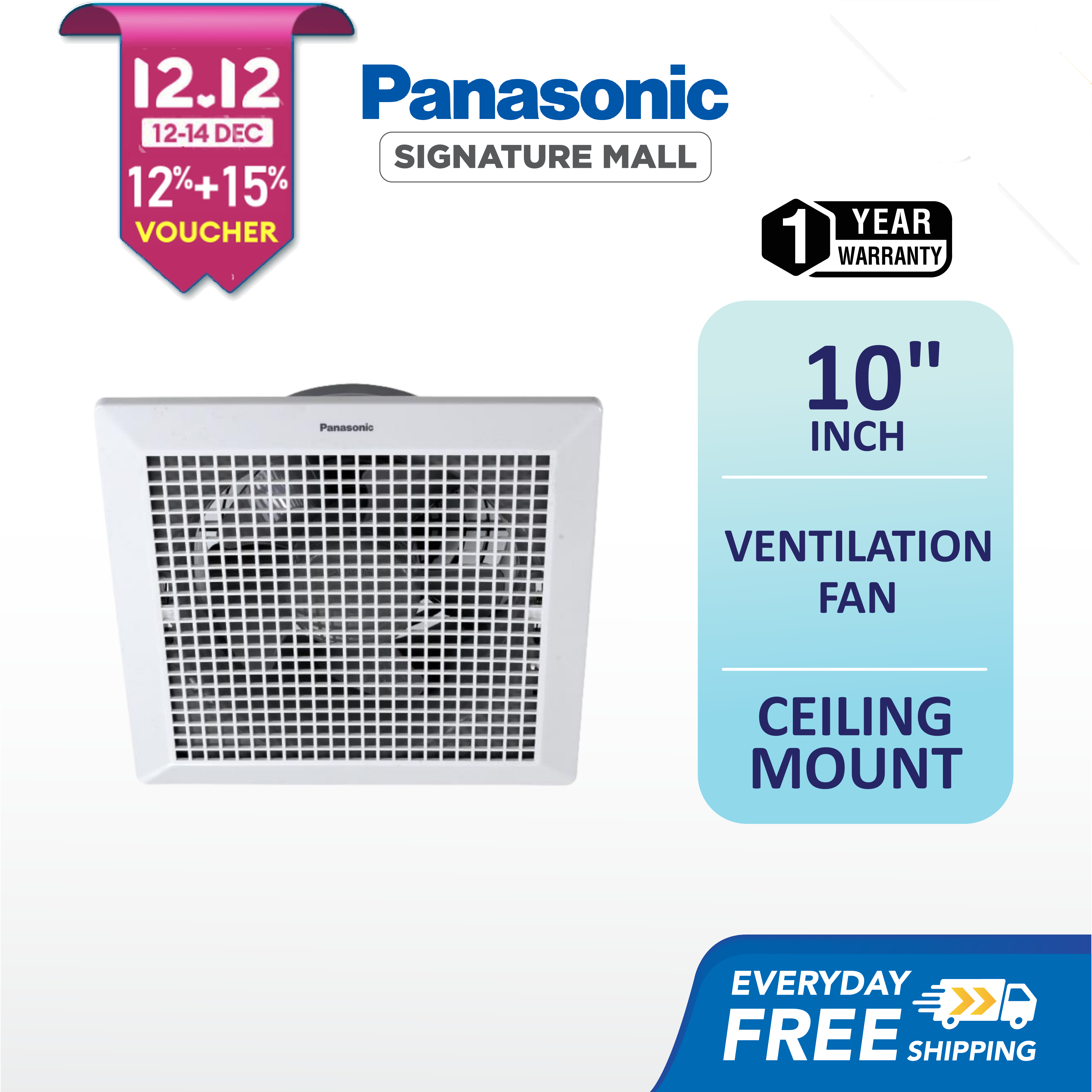 Ceiling Exhaust Fan Panasonic 10 Inch | Shelly Lighting
