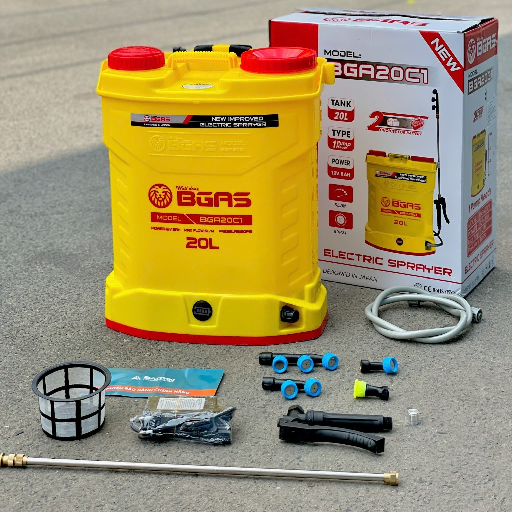BÌNH XỊT THUỐC Bình Xịt Điện BGAS 20 Lít BGA20C1 Dùng Phun Khử Khuẩn Trừ Sâu Và Tưới Nước