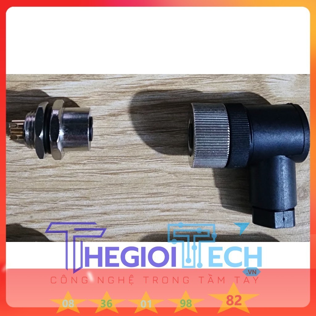 TH Dây Cảm Biến Đầu Jack connector cắm M12, Cáp 4 5 8 12 Lõi, Đầu chân đực, đầu cái, chống thấm nước, kiểu đầu nối thẳng TGT - Đầu nối M12 rời - Bộ cái - đực 5P V3