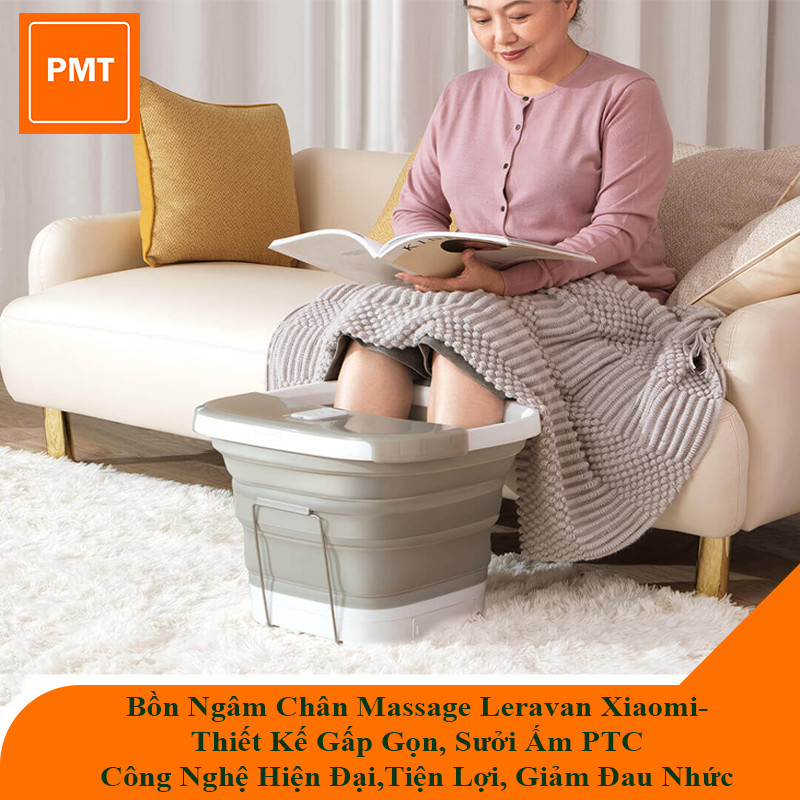 Bồn Ngâm Chân Massage Leravan Xiaomi- Thiết Kế Gấp Gọn, Sưởi Ấm PTC - Công Nghệ Hiện Đại, Tiện Lợi, Giảm Đau Nhức