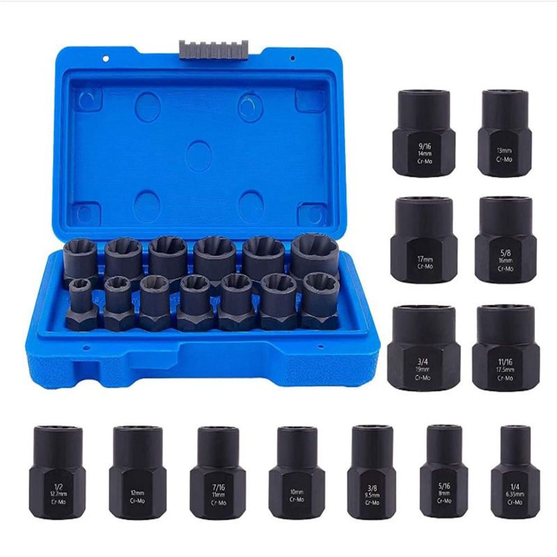 Amzplus 13Pcs Bolt Nut Extractor Set 3 8 Square Drive Nut Remover Socket