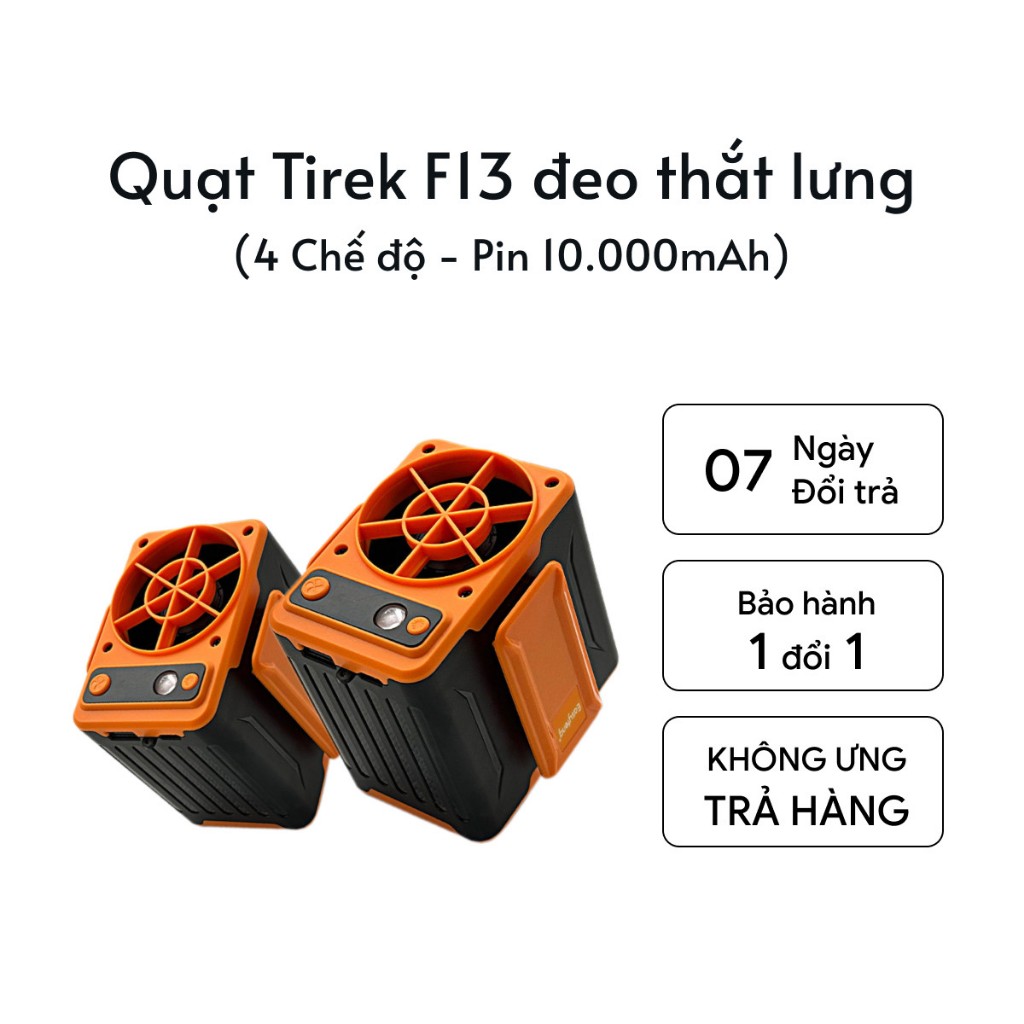 Quạt Mini Đeo Thắt Lưng Tirek F13 - Quạt Làm Mát Lưng. Chạy Liên Tục 15-48h. Tích Hợp Sạc Dự Phòng 10000mAh. BH 6 Tháng
