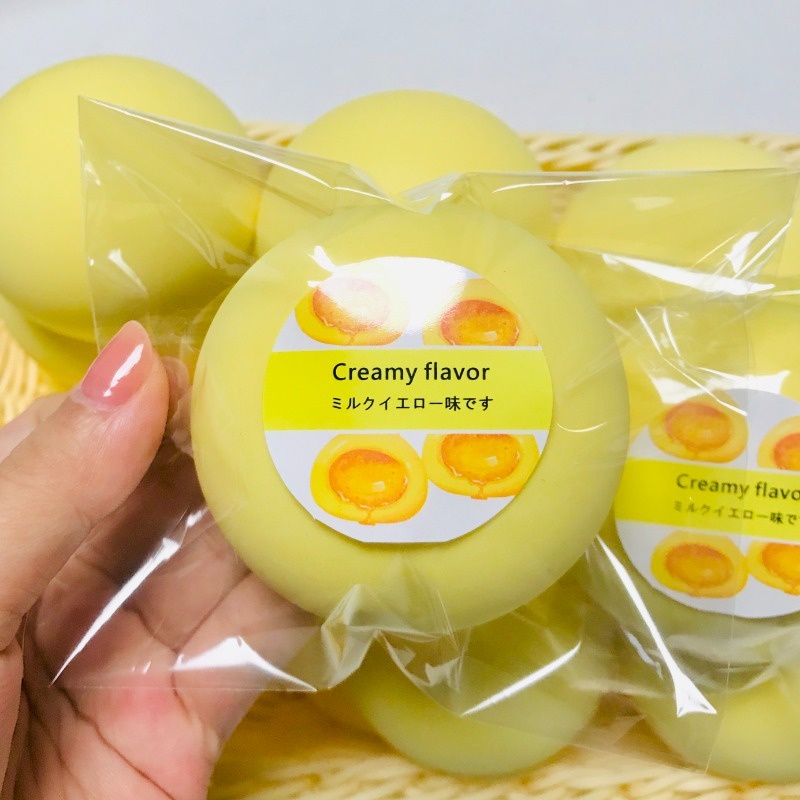 Sữa màu vàng bánh bao hấp Đàn hồi Chậm Lỗ Giảm nén Đồ chơi Squishy tăng chậm Đồ chơi