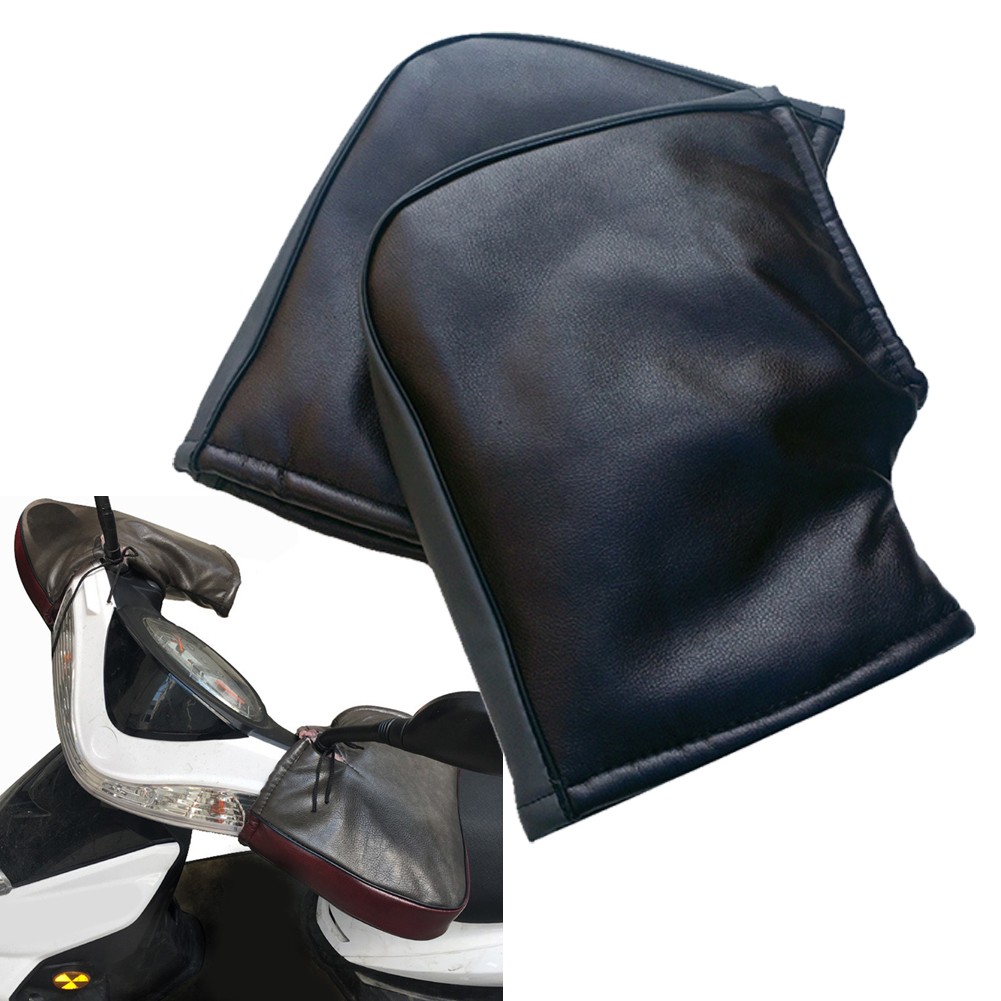 【Tự động】✅Màu đen xe máy Scooter mùa đông ấm tay lái Găng Tay Tay muffs không thấm nước #