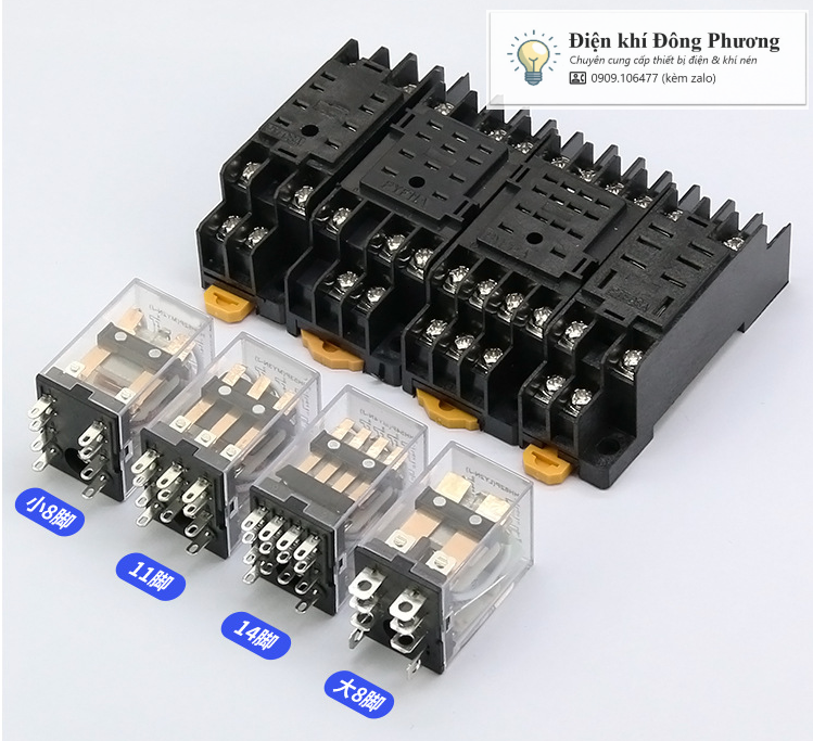 [Đơn tối thiểu 30k] Rơ Le Trung Gian, Relay Kiếng 8; 11 và 14 Chân MY4N LY2N 24V, 220V.