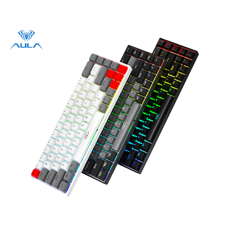 Aula Factory Store F3068 68-key Bluetooth + wired dual-mode RGB Mechanical Keyboard hot-swappable switch full-key anti-ghosting cold backlight effect PC laptop public computer Singapore