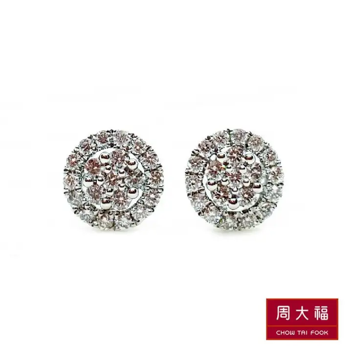 Chow Tai Fook 18K 750 White Gold Diamond Earring A154832