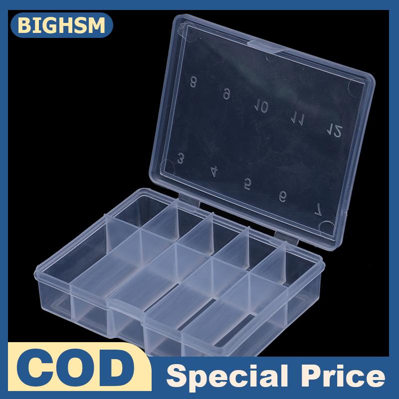 BIGHSM Hộp lưỡi câu trong suốt 10 ô Móc Mồi Câu cá Phụ Kiện Câu Cá Hộp dụng cụ