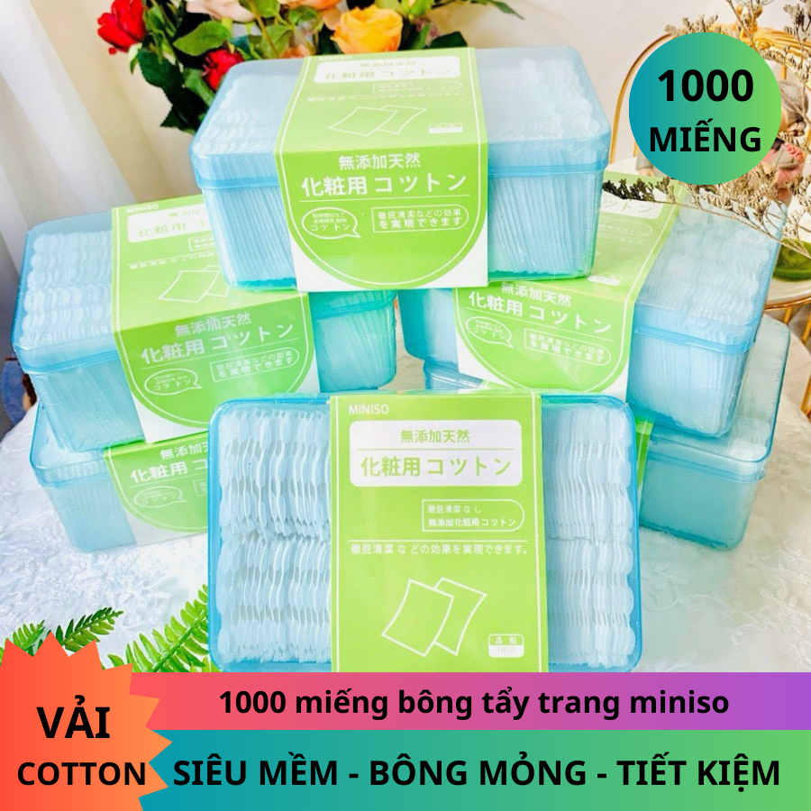 Bông đắp Toner - Bông tẩy trang Miniso 1000 miếng Gia Dụng Số 1 Việt Nam
