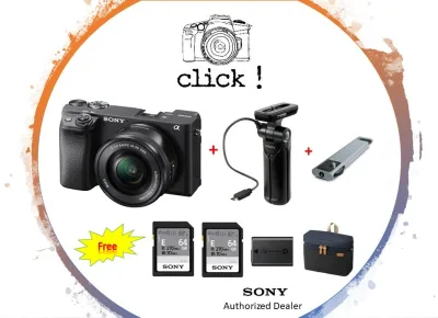 Sony Alpha ILCE-6400L/ A6400L Mirrorless Digital Camera with 16-50mm Lens (Black) Bundle with Sony GP-VPT1 Shooting Grip + Manfrotto Base Grip + (Free 2 x 64GB SD CARD + Sony NP-FW50 Battery + Camera Bag)