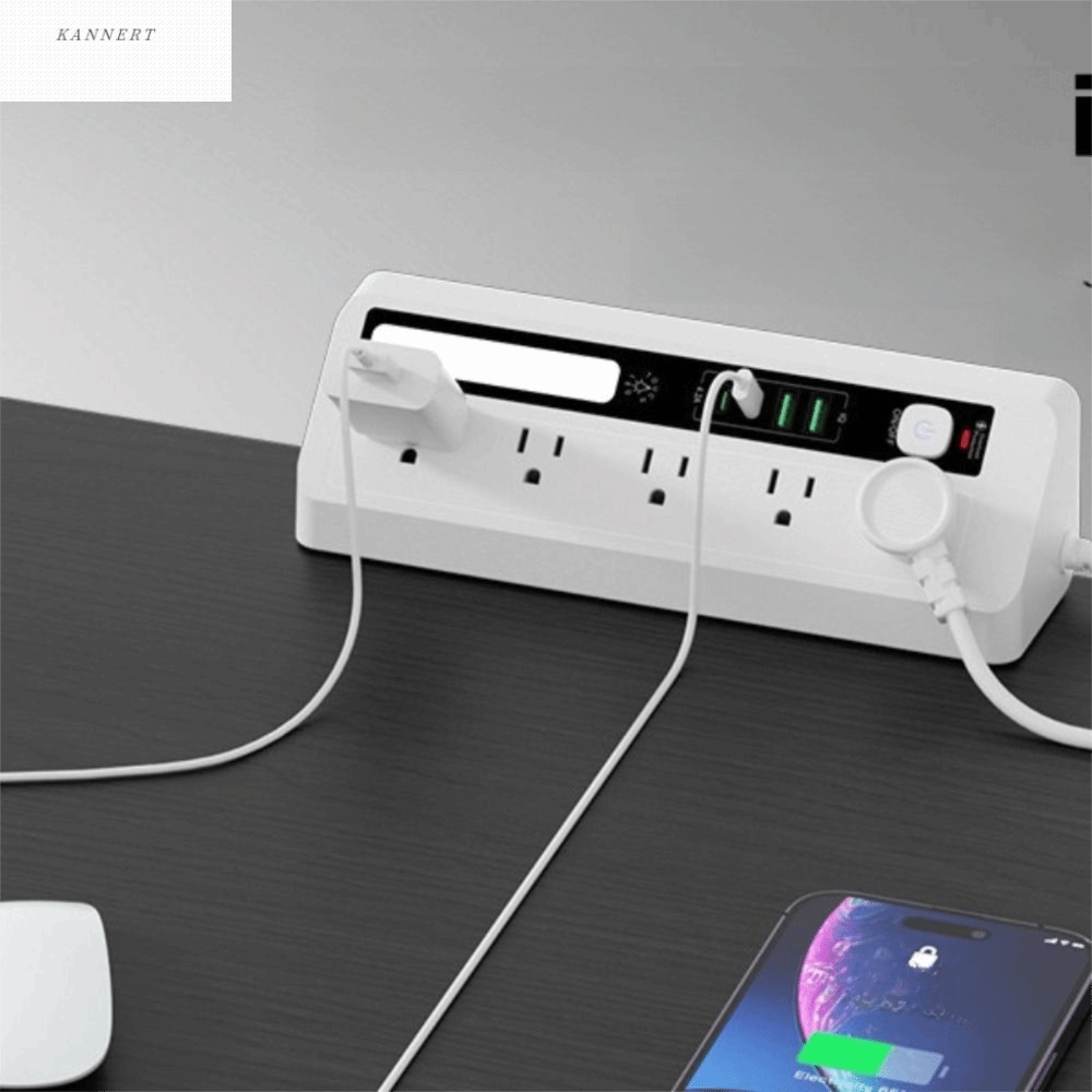 KANNERT Kích hoạt bằng cảm ứng Thanh sạc để bàn 2AC 2USB 3 màu Ổ cắm điện đa năng Ánh sáng xung quanh Nhẹ Sạc đèn ngủ Khu vực làm việc tại nhà Giá 610,474 Đồng*Miễn phí vận chuyển