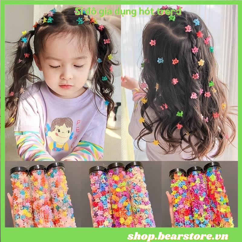 Lọ 100 kẹp càng cua nhí mini màu sắc ngọt ngào cho bé