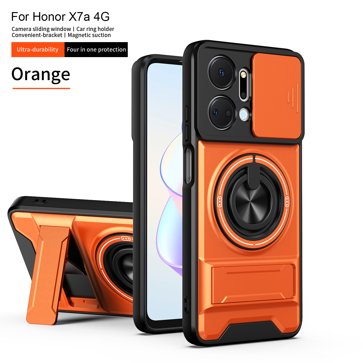 For Honor X7a Case Honor X7a Cover Honor X7A Cases Magsafe Magnetic Fold Holder Military Armor Camera Protection Cover