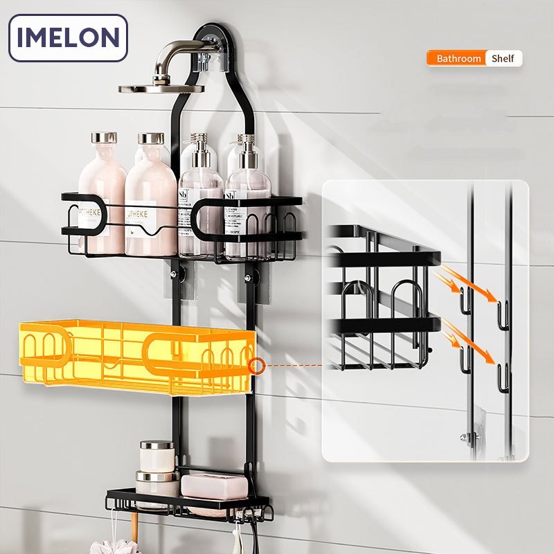 Shower head hanger, toilet shower gel storage shelf, wall-mounted toiletries, bathroom shelf