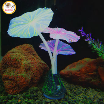 Silicone sáng trang trí nhân tạo phát sáng lá sen nấm bể cá cảnh đồ trang trí cảnh quan