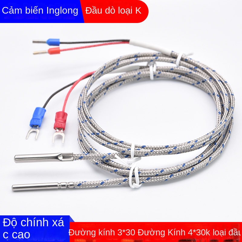 Đầu dò nhiệt cặp K, loại que thăm – đầu dò nhiệt điện đơn giản, đầu dò nhiệt độ dạng kim 3×30mm, dây cảm biến nhiệt kiểu chân, hình trụ nhỏ - K-Đầu dò 3×30MM 0.5m