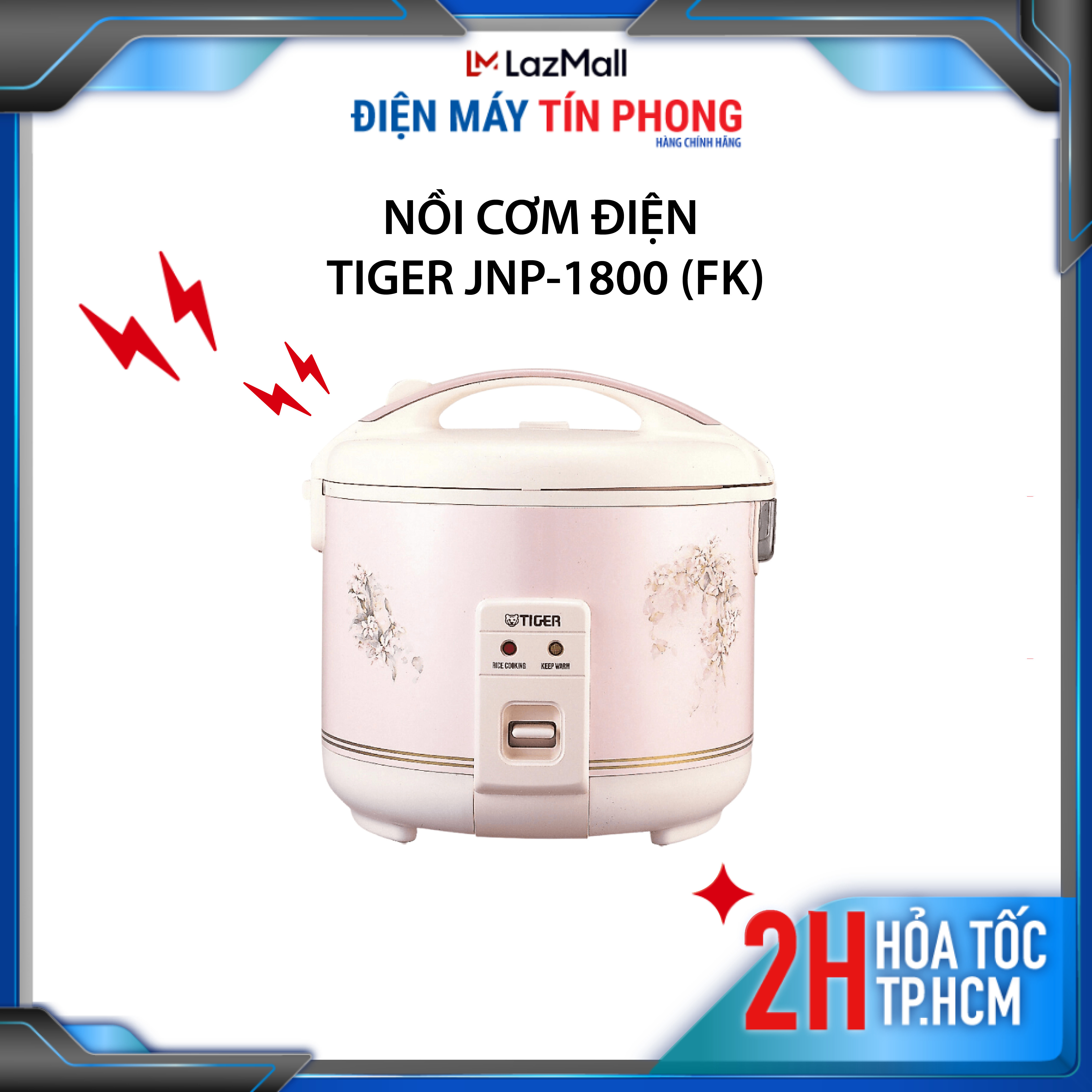 Nồi cơm điện tiger jnp-1800 - dung tích 1.8 lít, công suất 650w - hàng chính hãng, bảo hành 12 tháng