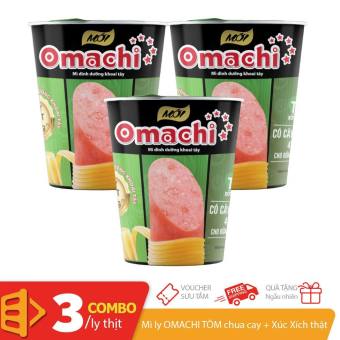 Combo 3 mì ly khoai tây Omachi xúc xích thật Tôm chua caʏ thá¡ ly 111g x3