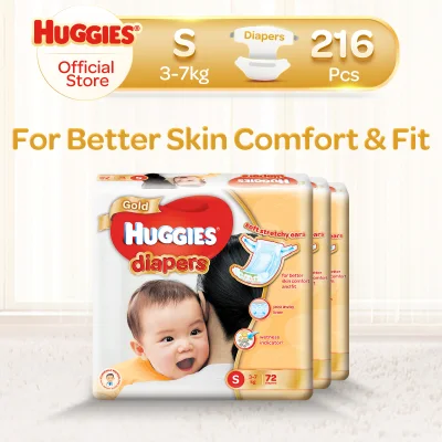 [Made in Singapore] Huggies Gold Tape Diapers S (3-7kg) 72 x 3 packs 216 Pcs- CASE