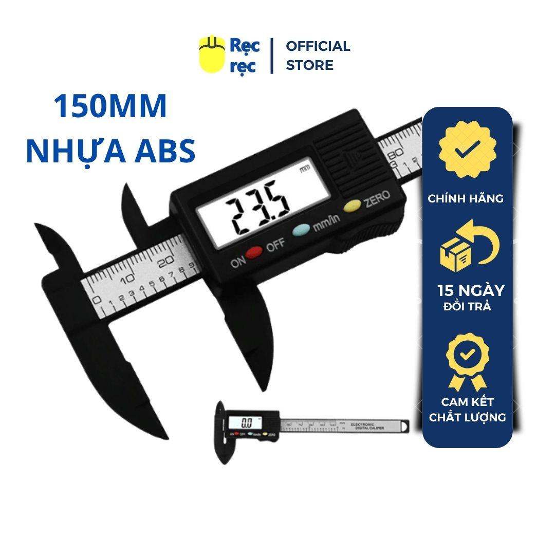 Thước kẹp điện tử dải đo 150 mm tkdt150 chất liệu nhựa abs, độ chính xác 0.1mm tặng kèm hộp