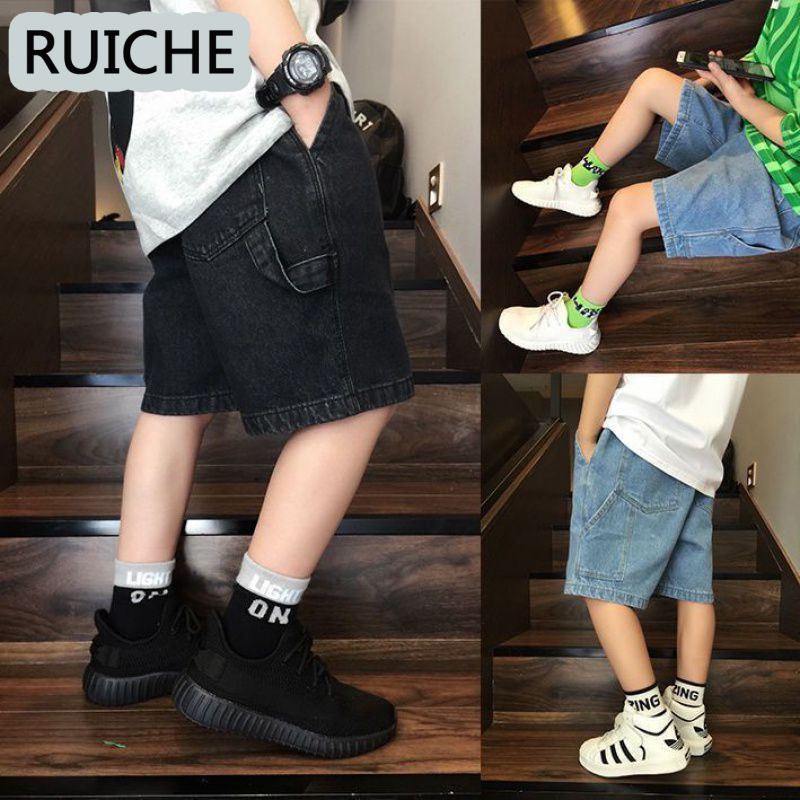 RUICHE กางเกงขาสั้นและกางเกงยีนส์ Milo สไตล์เกาหลีมีพลังอ่อนเยาว์เหมาะสำหรับผู้ชาย - ยี่ห้อ RUICHE ราคา 153 บาท*ส่งฟรี