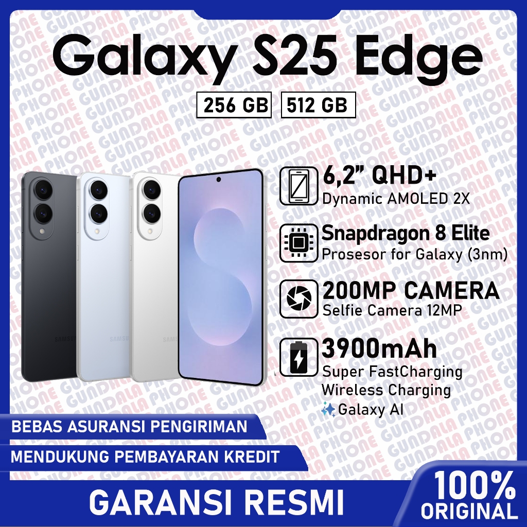 Samsung Galaxy S25 Edge - Garansi resmi Harga 12,582,000 rupiah*Gratis Ongkir