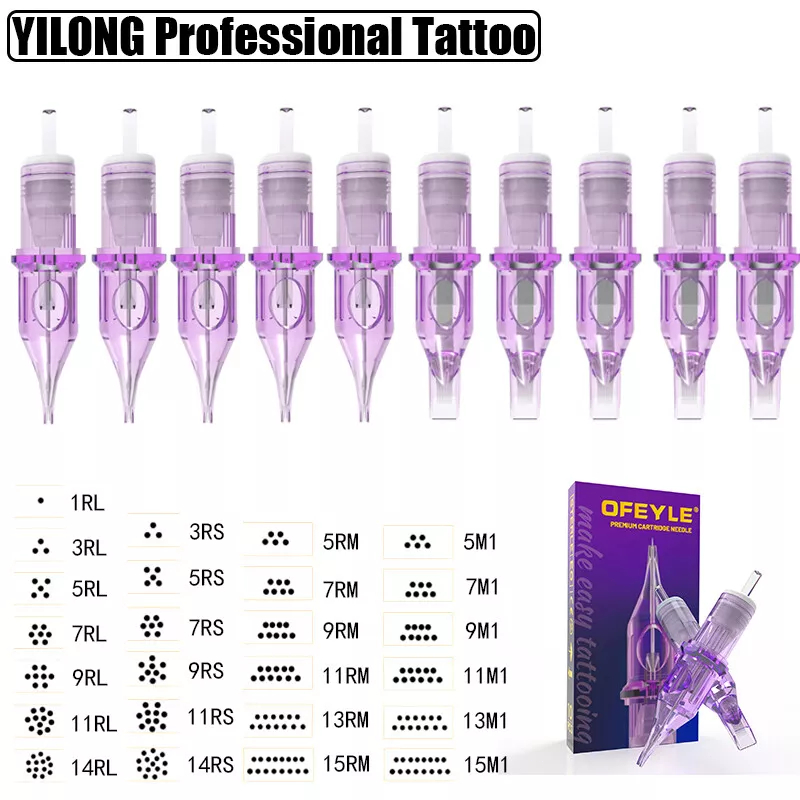 OFEYLE 10Pcs Purple Tattoo Accessories RM/RL/M1/RS 0.35mm Diameter Suitable for Tattoo Machines
