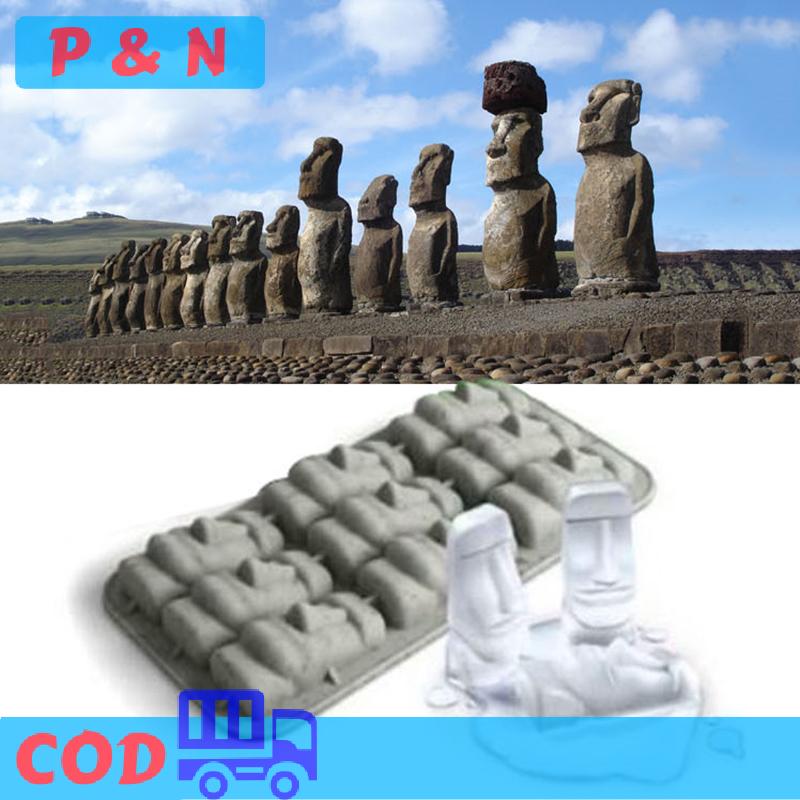 P&N Khay đá tượng moai đảo phục sinh Khuôn đá khối đá tự làm khuôn thạch Pudding