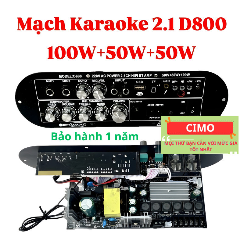 D800 Mạch Âm Thanh 2.1 kênh sub Karaoke Bluetooth Công Suất 200W Chuẩn Hifi đủ phụ kiện