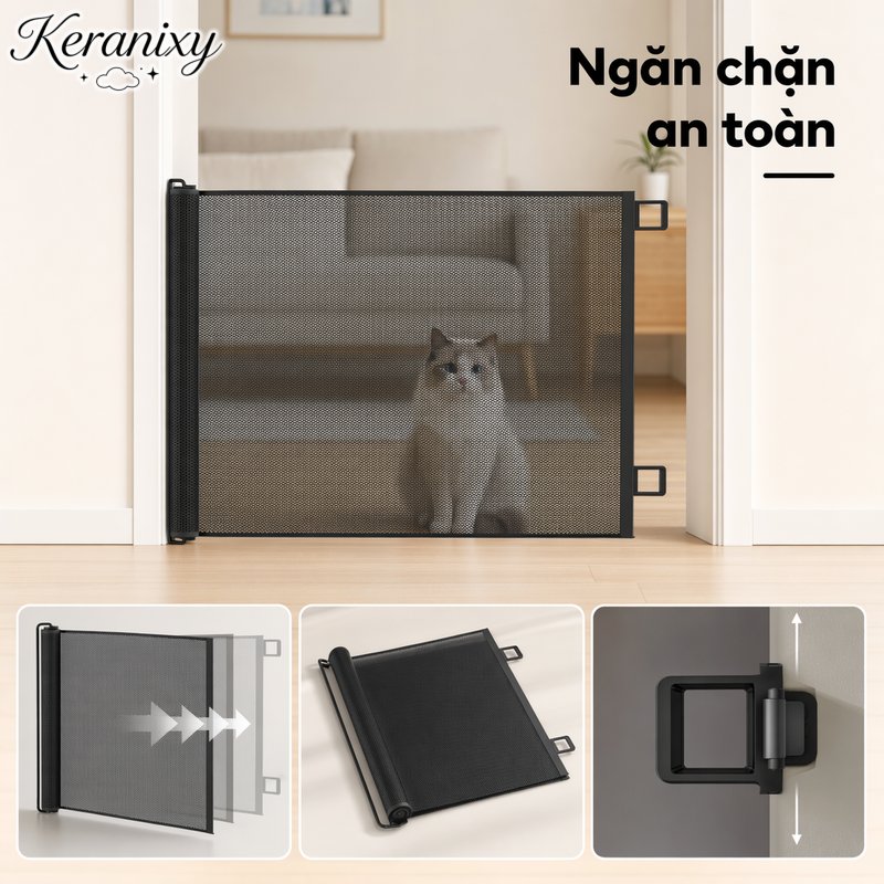 Keranixy Cổng An Toàn Cầu Thang Bức Chắn Cửa Trẻ Em Thu Gọn Dễ Dàng Dễ Lắp Đặt Bảo Vệ Trẻ Em Cho Không Gian Nhà