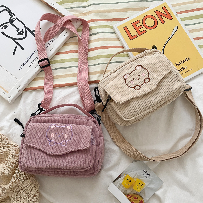 QFDI  ⚡Miễn Phí Vận Chuyển⚡túi xách nữ đẹp   Dễ thương Girl Canvas Bag Phiên bản Hàn Quốc ins Nissan Tie Harajuku Canvas Slant Bag Túi nữ sinh một vai