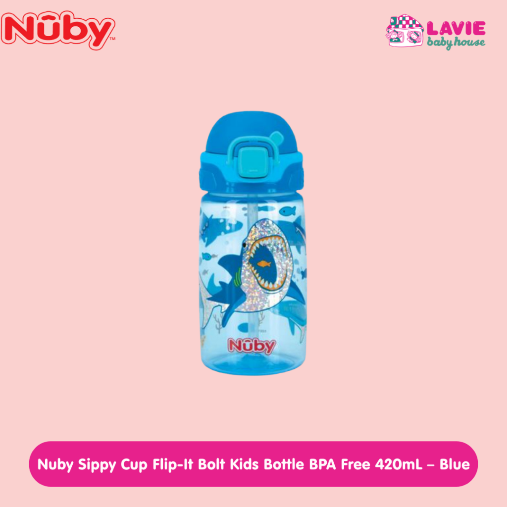 Nuby Sippy Cup Flip-It Bolt Kids Bottle BPA Free 420mL – Botol Minum Anak Anti Tumpah & Aman - Lavie Baby House