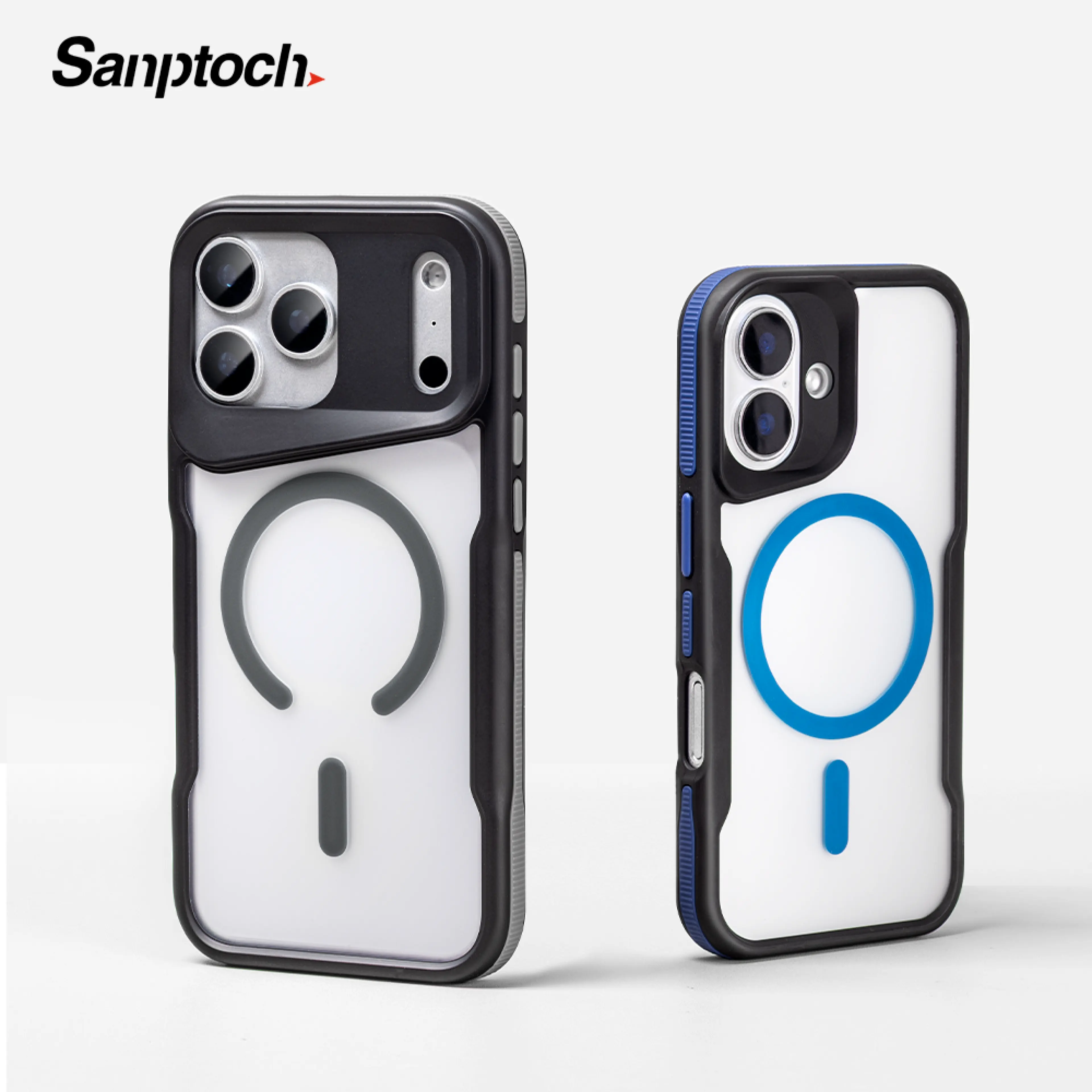 Sanptoch For Magsafe Matte Mecha Style Phone Case For iPhone 17 16 15 14 13 Pro Max Premium Shockproof Cover For iPhone 17 Pro Max Anti-slip Skin-friendly Protection Casing
