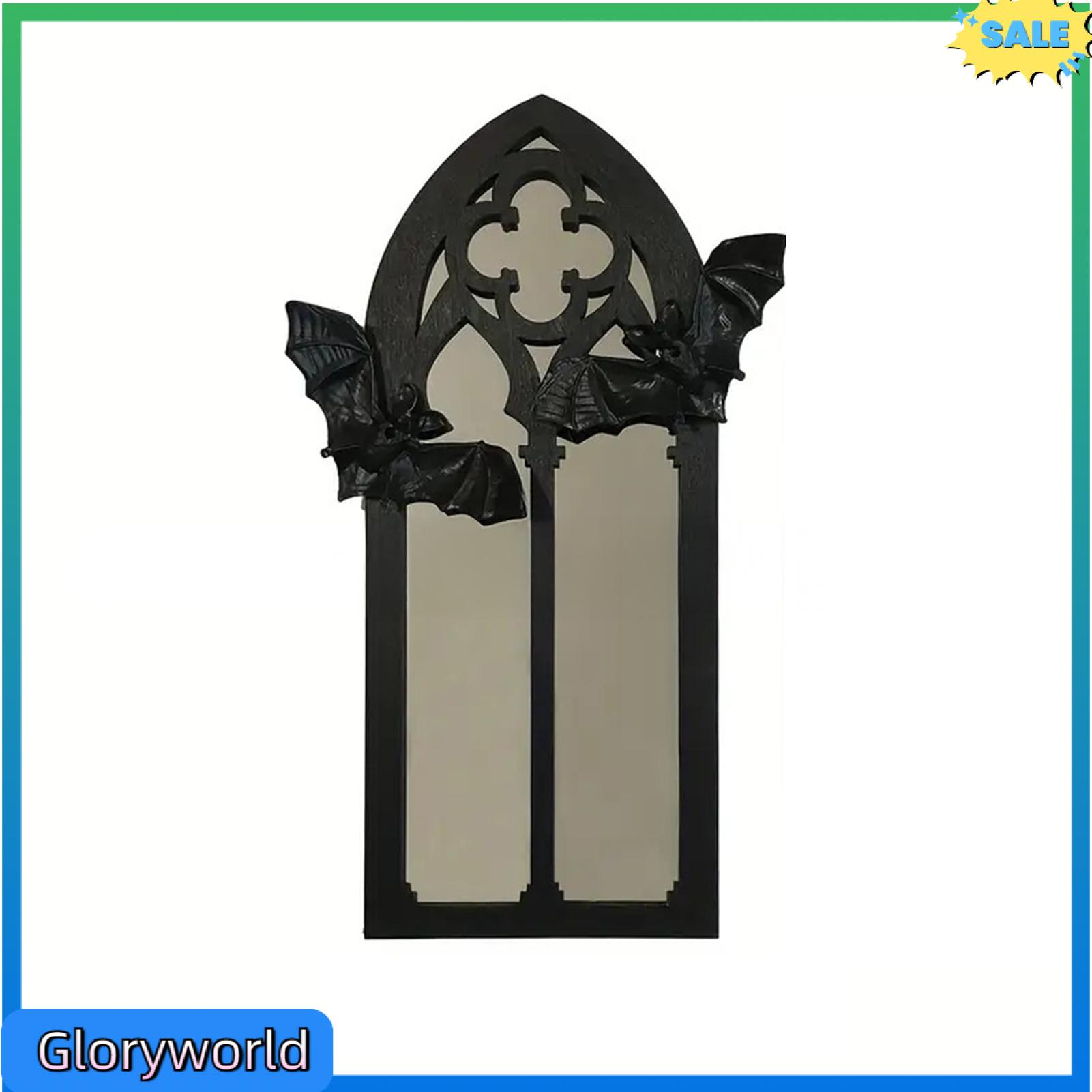 Gloryworld Gothic Gương trang trí Bằng Gỗ Gothic cổ điển có gương Gothic Bat Gương Cho Trang Trí Nội Thất phong cách Baroque Bằng Gỗ Màu Đen Gương Cho phòng khách phòng ngủ phòng tắm Độc Đáo Tường Trang Trí Nội Thất Mảnh