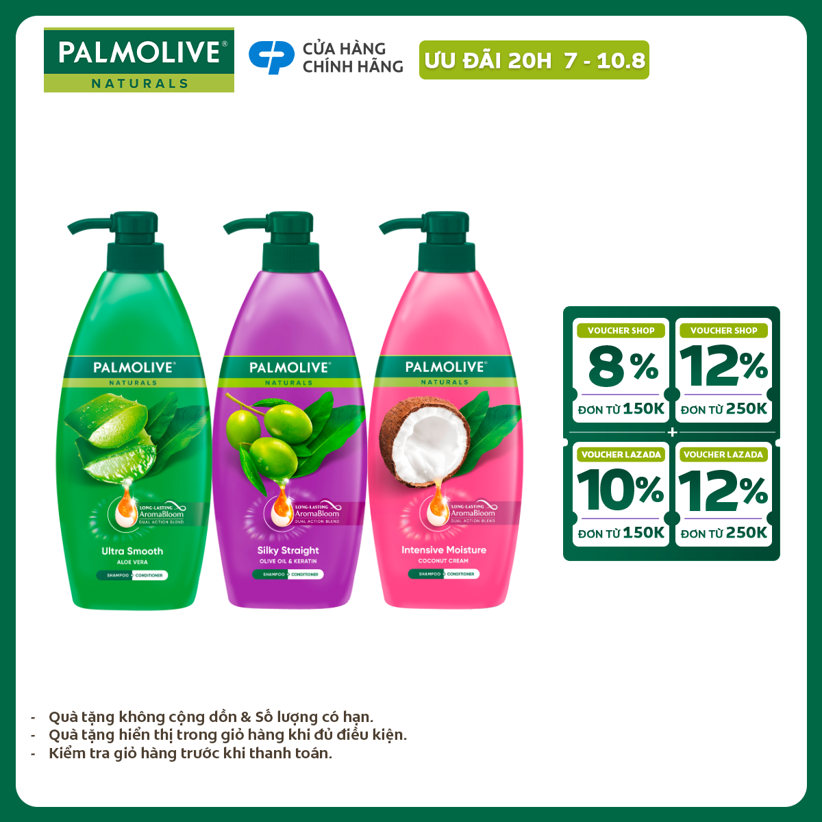 Bộ 3 Dầu gội Palmolive kèm xả 2-trong-1 chiết xuất thiên nhiên 600ml